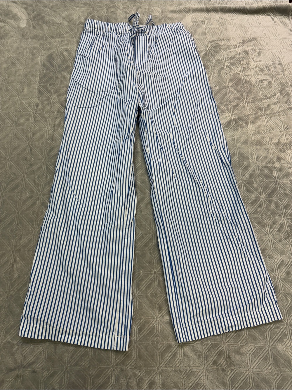H&M Blue & White Vertical Stripe Pants